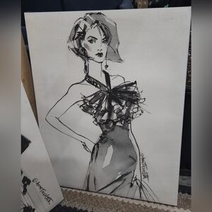 Lot of 2 Anne Tavoletti Fifties Fashion Canvas Prints Framed Artwork